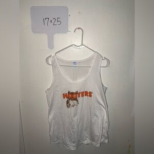 Hooters White Tank with Orange Logo and Owl Graphic